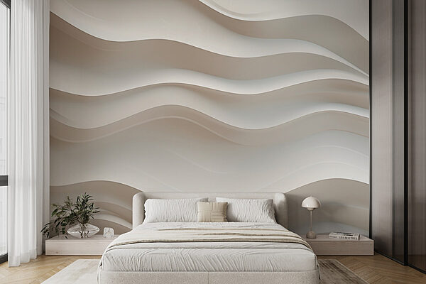 Mur blanc avec des lignes ondulées Papier peint Mur blanc avec des lignes ondulées