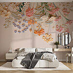 Papier peint Groupe de fleurs sur une surface blanche