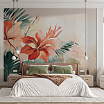 Papier peint Arrangement floral tropical vibrant.