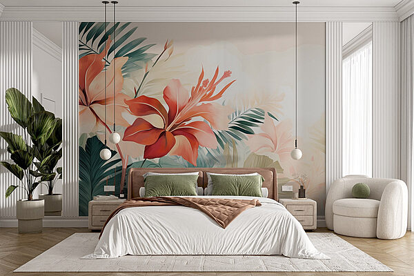 Arrangement floral tropical vibrant Papier peint Arrangement floral tropical vibrant