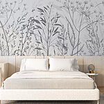 Papier peint Silhouettes florales délicates en monochrome