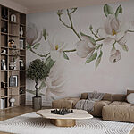 Papier peint Des fleurs délicates aux teintes douces