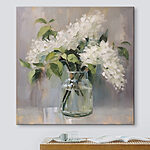 Tableaux Peinture d'un bouquet de fleurs blanches dans un bocal en verre