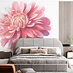 Papier peint Fleur rose avec feuilles vertes