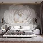 Papier peint Fleur blanche avec feuilles
