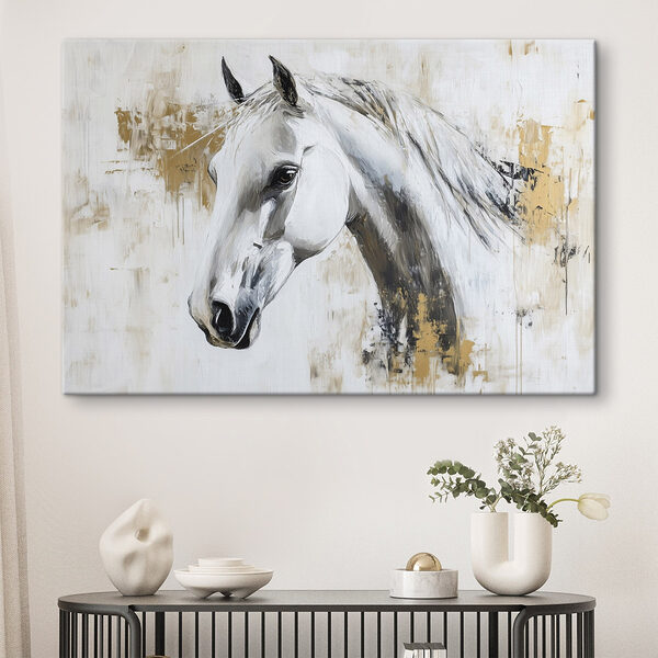 Peinture d'un cheval blanc Tableaux Peinture d'un cheval blanc