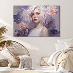 Tableaux Femme aux cheveux et aux fleurs roses