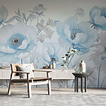 Papier peint Peinture de fleurs sur fond blanc