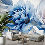 Papier peint Fleurs délicates dans des tons bleus doux