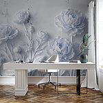Papier peint Fleurs blanches sur une surface blanche