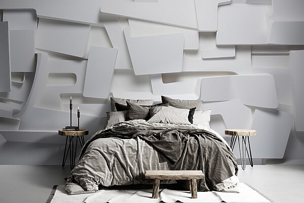 Mur blanc avec de nombreux rectangles Papier peint Mur blanc avec de nombreux rectangles