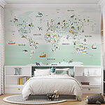 Papier peint Carte du monde avec animaux