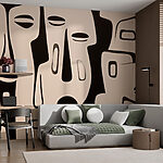 Papier peint Art facial en noir et blanc