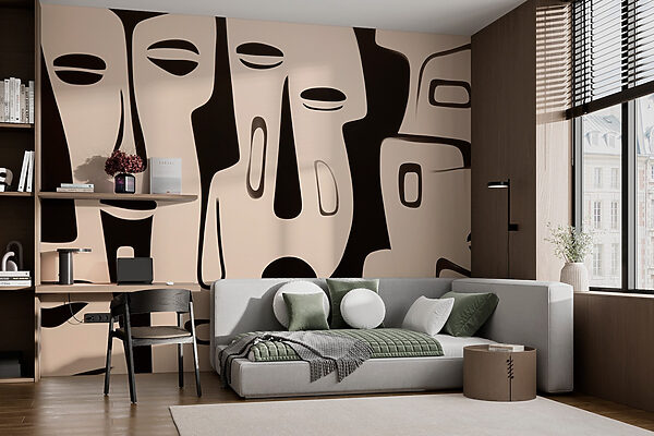 Art facial en noir et blanc Papier peint Art facial en noir et blanc