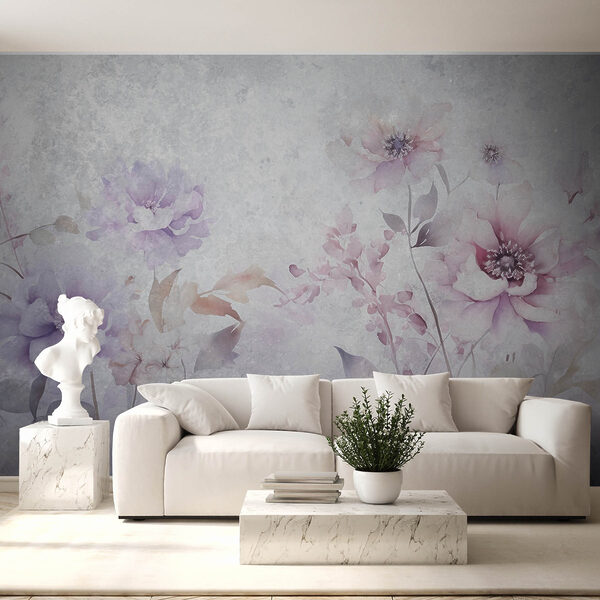 Peinture de fleurs sur fond blanc Papier peint Peinture de fleurs sur fond blanc