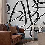 Papier peint Lignes noires sur fond blanc