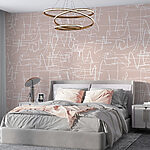 Papier peint Lignes blanches sur fond rose