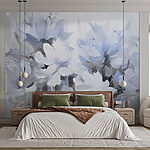 Papier peint Peinture de fleurs sur fond blanc