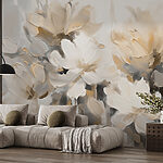 Papier peint Peinture de fleurs sur fond blanc