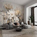 Papier peint Peinture de fleurs sur fond blanc