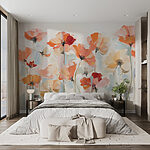 Papier peint Peinture de fleurs sur fond blanc
