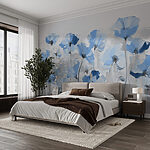 Papier peint Peinture de fleurs bleues