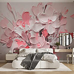 Papier peint Peinture de fleurs en rose et blanc