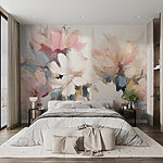 Papier peint Peinture de fleurs sur une surface blanche