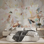 Papier peint Peinture de fleurs sur une surface blanche