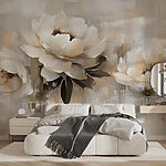 Papier peint Peinture de fleurs sur fond blanc