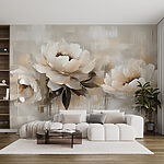 Papier peint Peinture de fleurs sur fond blanc