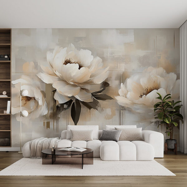 Papier peint Peinture de fleurs sur fond blanc (UGS : w03581) Papier peint Papier peint Peinture de fleurs sur fond blanc (UGS : w03581)