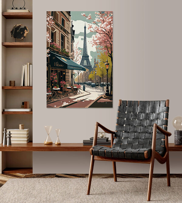 Peinture d'une rue avec une tour en arrière-plan Tableaux Peinture d'une rue avec une tour en arrière-plan