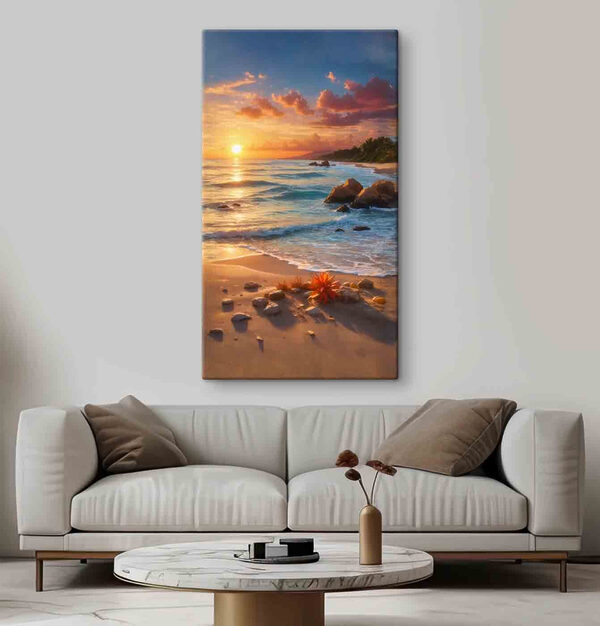 Coucher de soleil sur une plage Tableaux Coucher de soleil sur une plage