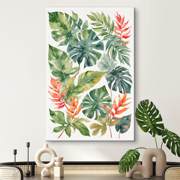 Groupe de feuilles vertes et orange Tableaux Groupe de feuilles vertes et orange