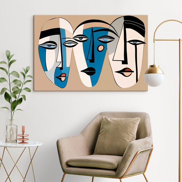 Tableaux Groupe de visages peints sur un mur