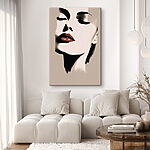 Tableaux Visage de femme avec du rouge à lèvres rouge