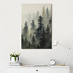Tableaux Forêt brumeuse avec des arbres