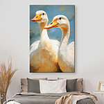 Tableaux Paire de canards blancs au bec orange