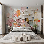 Papier peint Peinture de fleurs sur une surface blanche