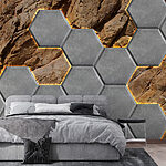Papier peint Hexagones de pierre sur un rocher