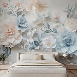 Papier peint Groupe de fleurs sur une surface blanche