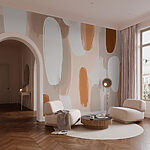 Papier peint Motif de peinture brune et blanche