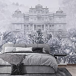 Papier peint Grand bâtiment blanc avec des fleurs