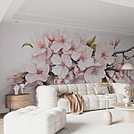 Papier peint Wall murals Painting of white flowers on a branch