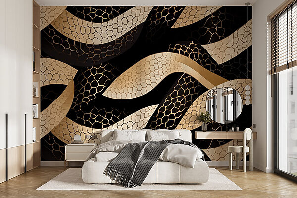 Papier peint Vagues élégantes sur fond sombre (UGS : w08964) Papier peint Papier peint Vagues élégantes sur fond sombre (UGS : w08964)