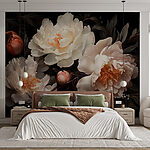 Papier peint Groupe de fleurs blanches