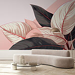Papier peint Feuilles luxuriantes dans des tons pastel