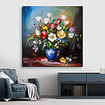 Tableaux Peinture de fleurs dans un vase bleu
