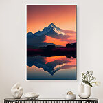 Tableaux Chaîne de montagnes avec des fleurs et un lac